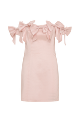 Rose Strapless Bow Mini Dress - Powder Pink